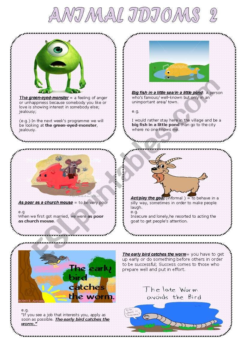 Animal idioms 2 worksheet
