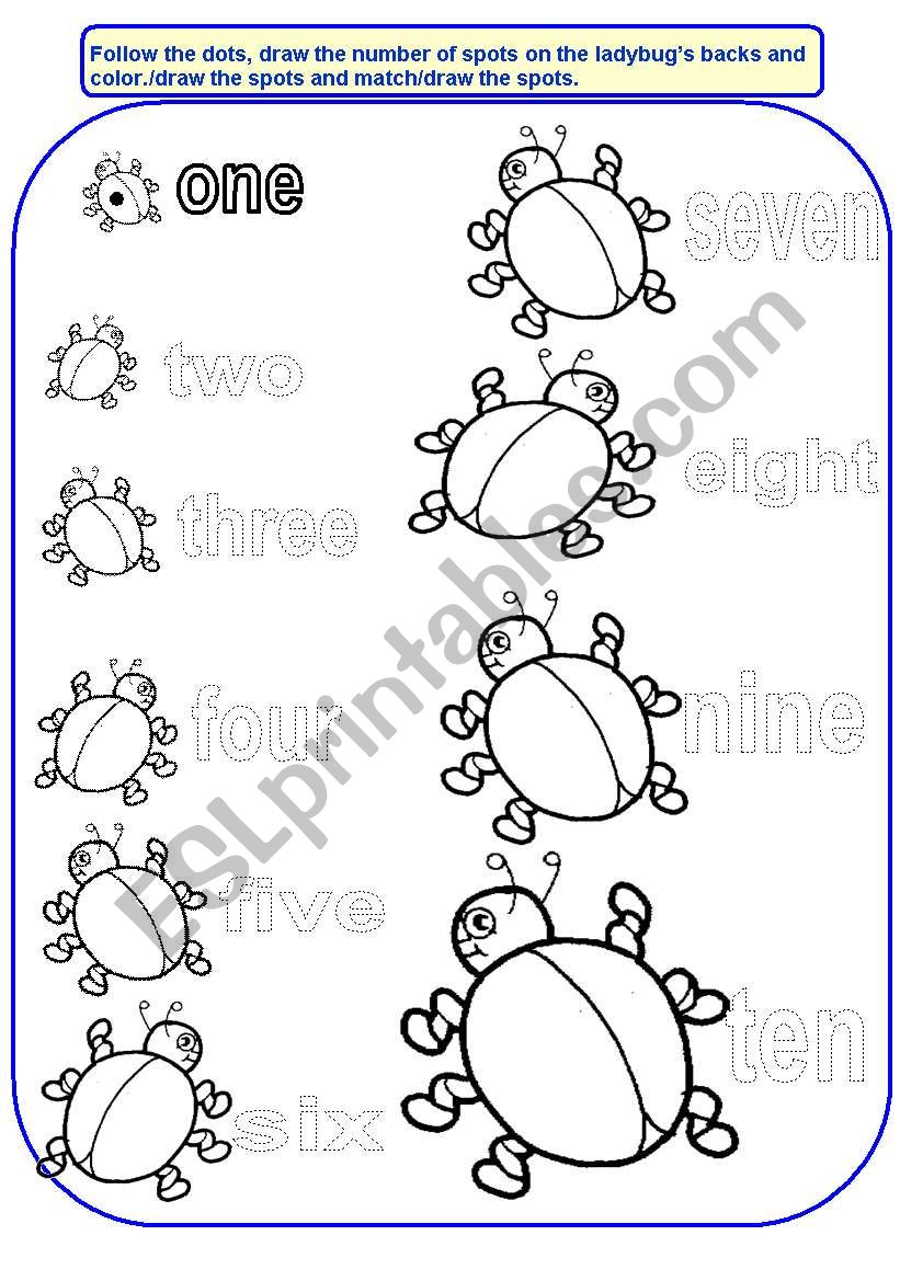 NUMBERS one to ten worksheet