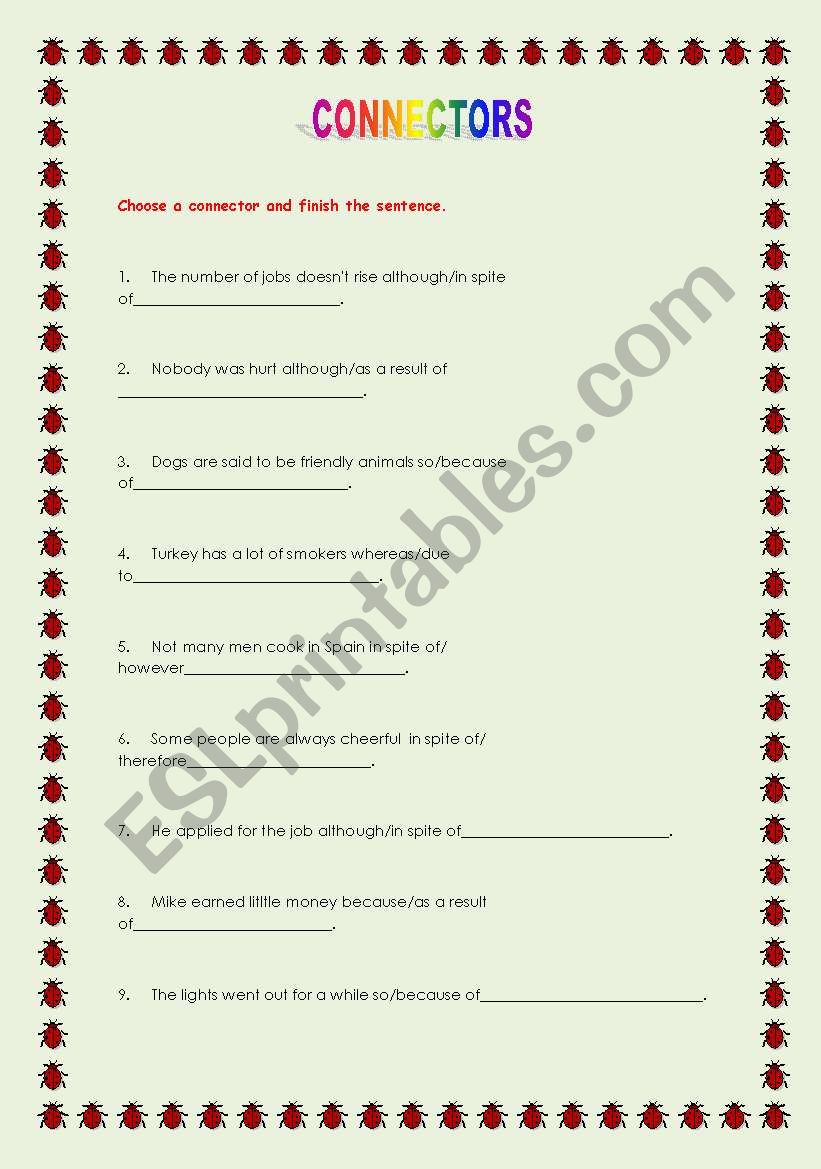 Connectors worksheet