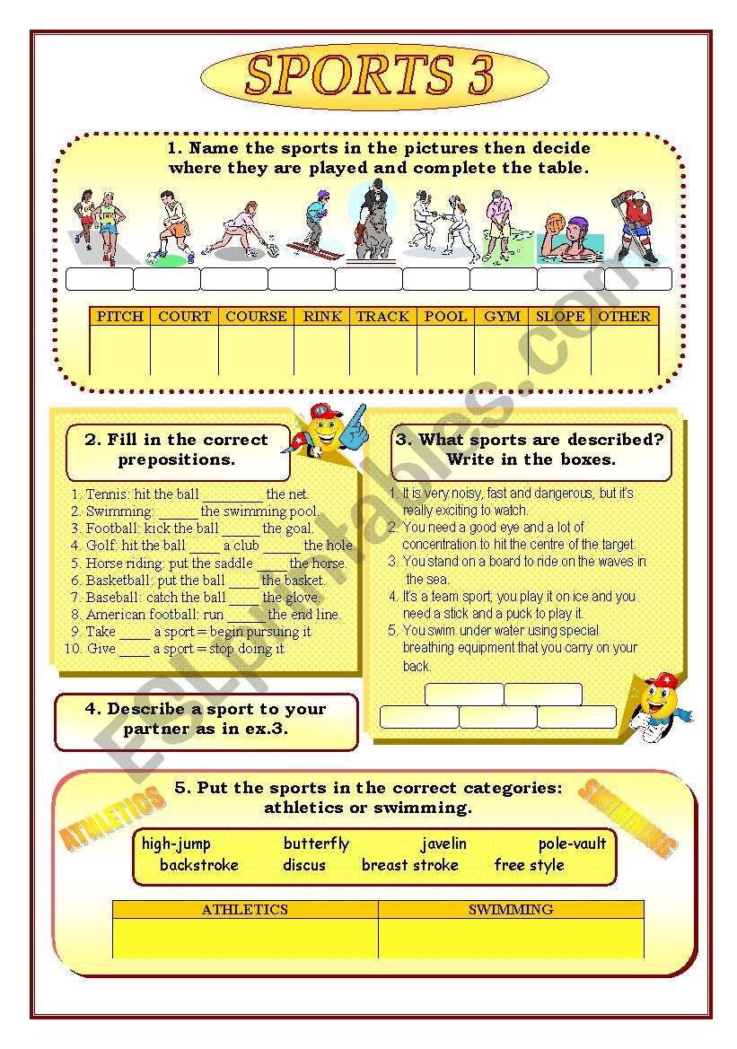 Sports 3/3 (part three) worksheet