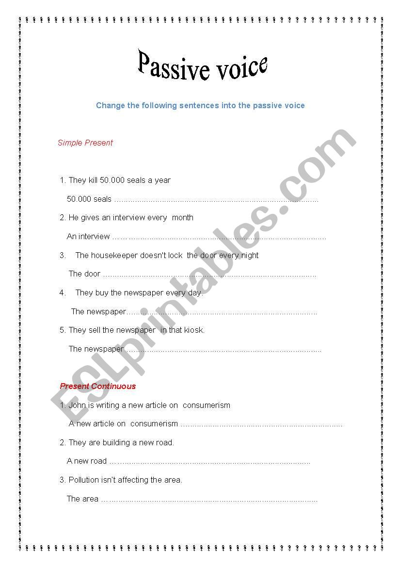 Passive voice worksheet