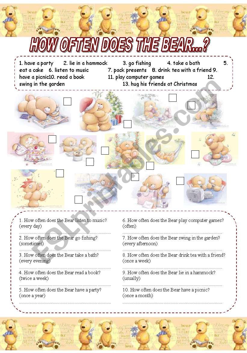 HOW OFTEN DOES THE BEAR...? worksheet