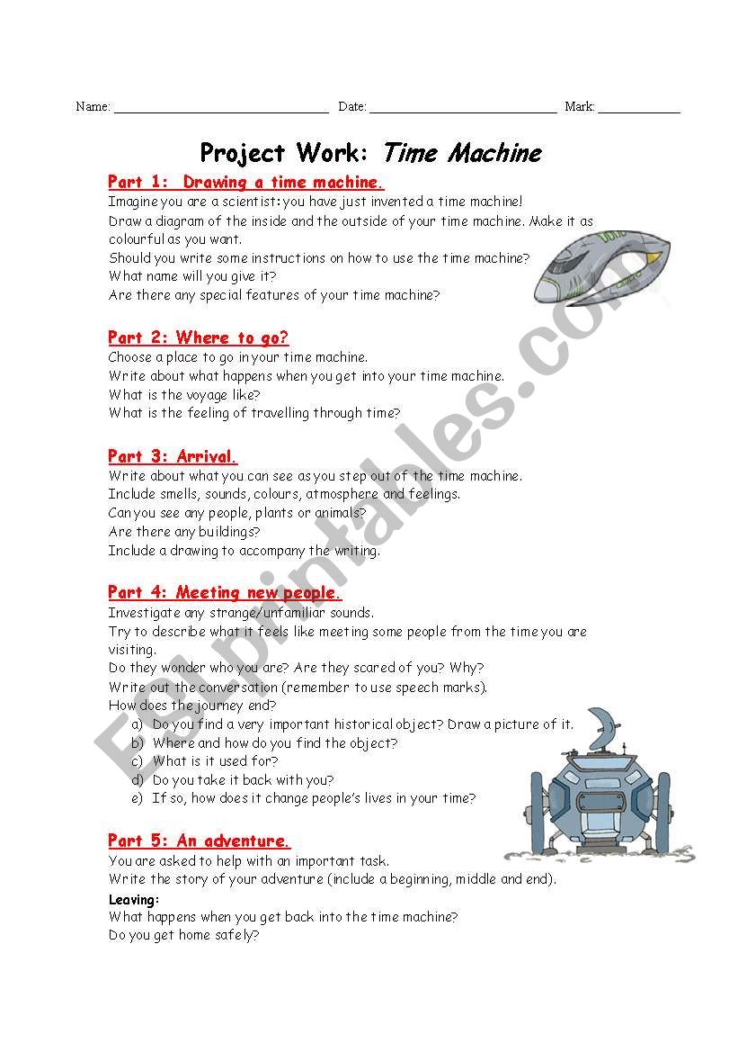 Time Machine project worksheet