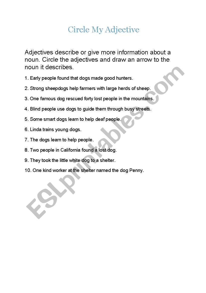 ADJECTIVES worksheet