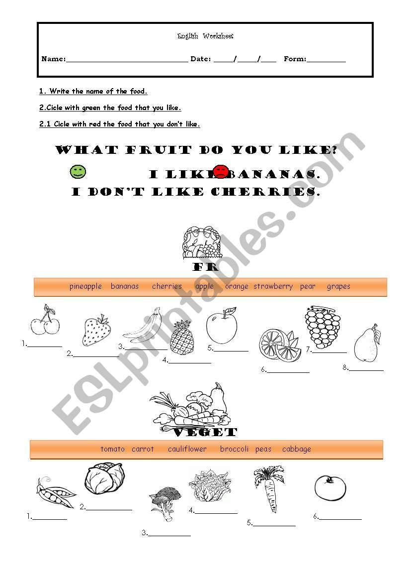 What do you like?- file 1 worksheet