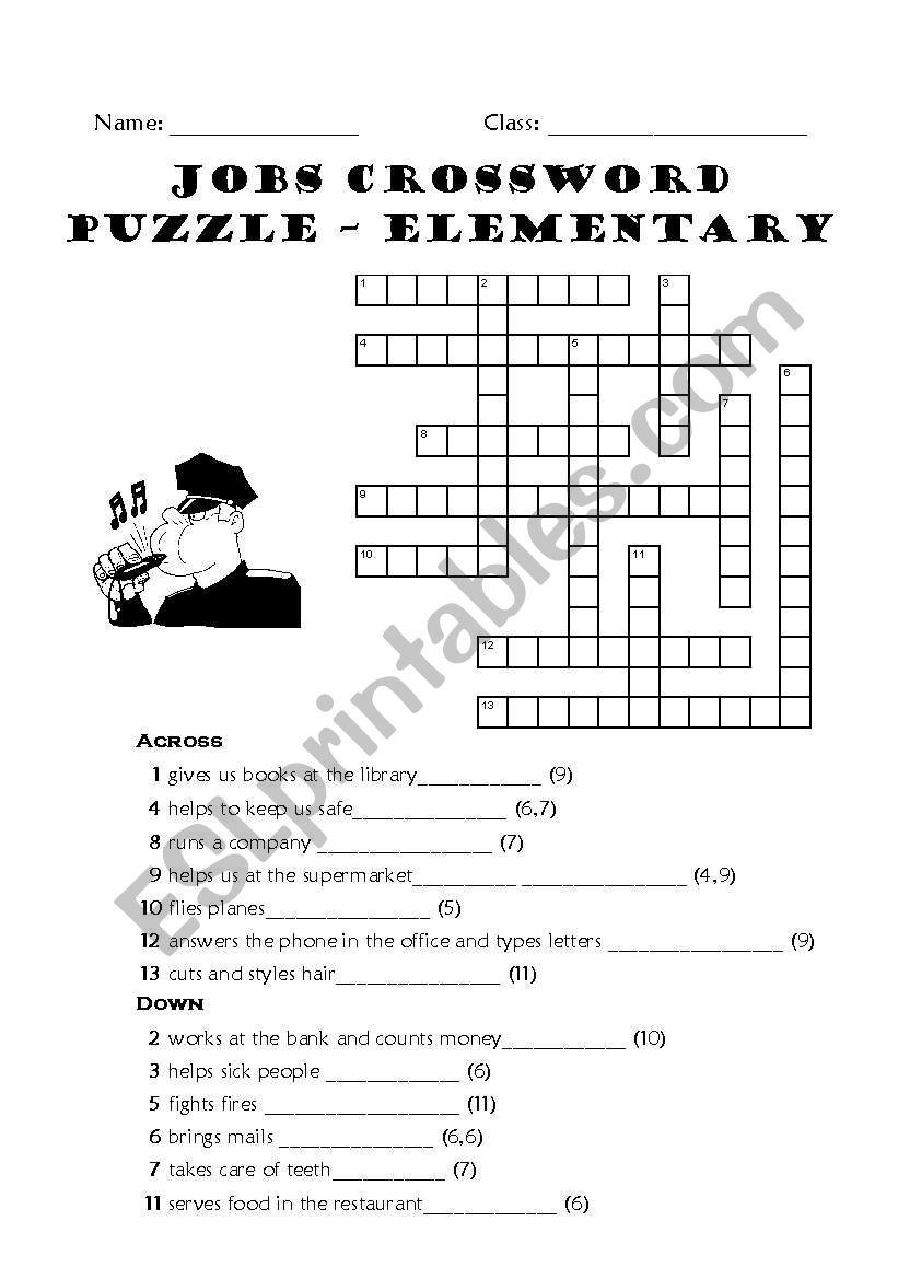 Jobs Crossword worksheet