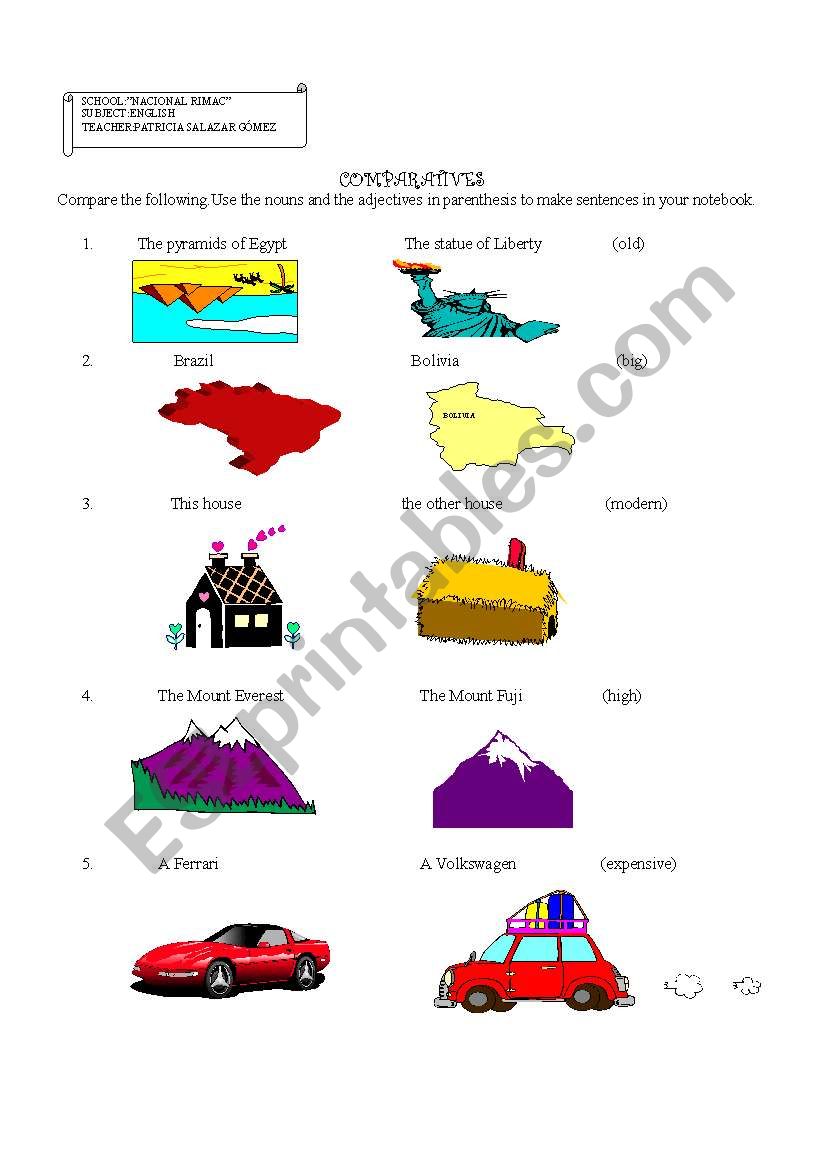 Comparatives worksheet