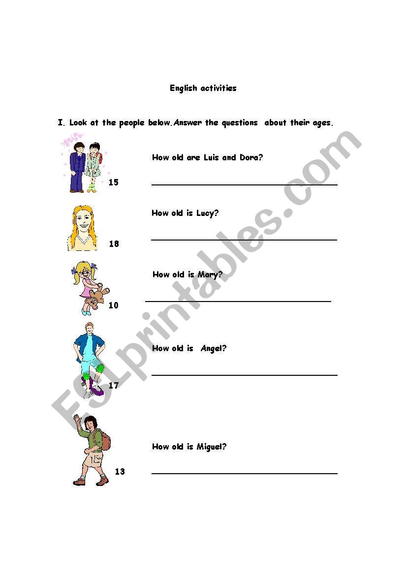 How old are you? worksheet