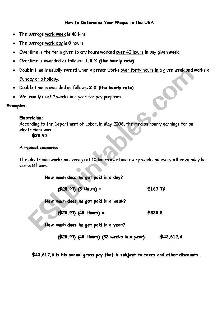 How to Determine Your Wages in the USA