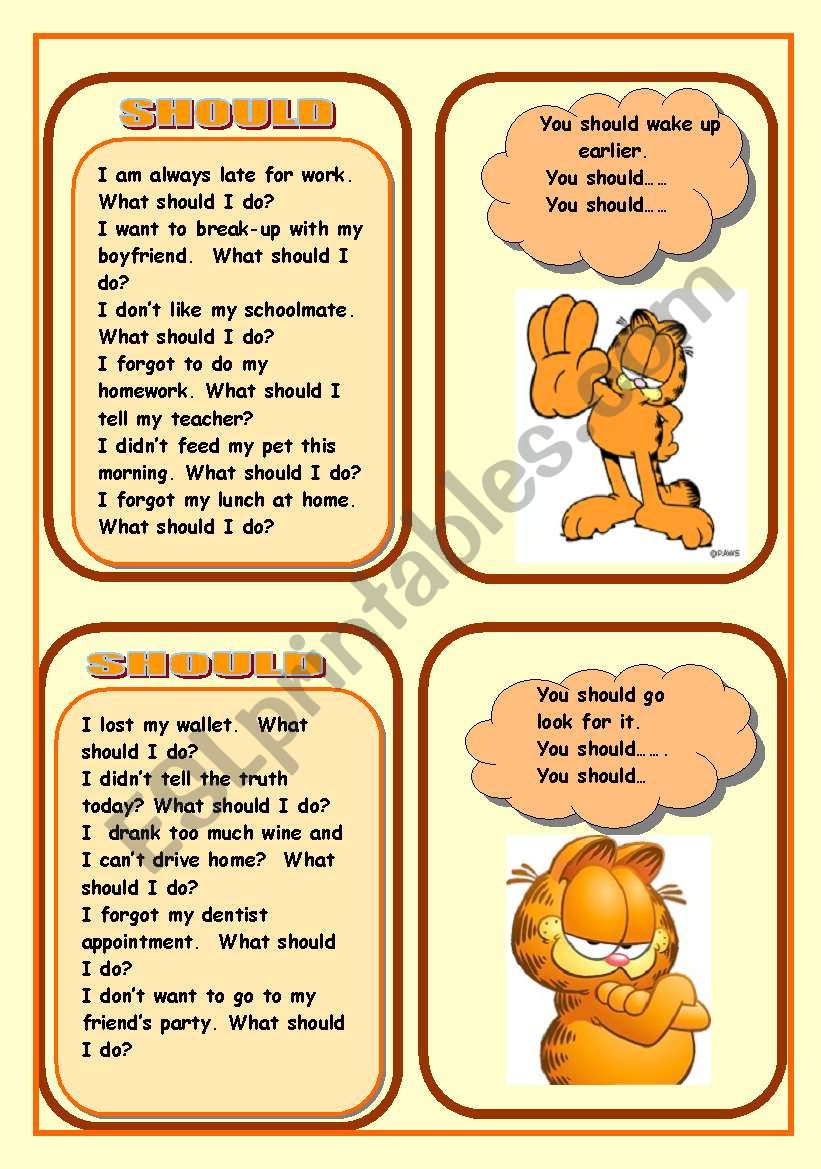 MODAL VERB SHOULD worksheet