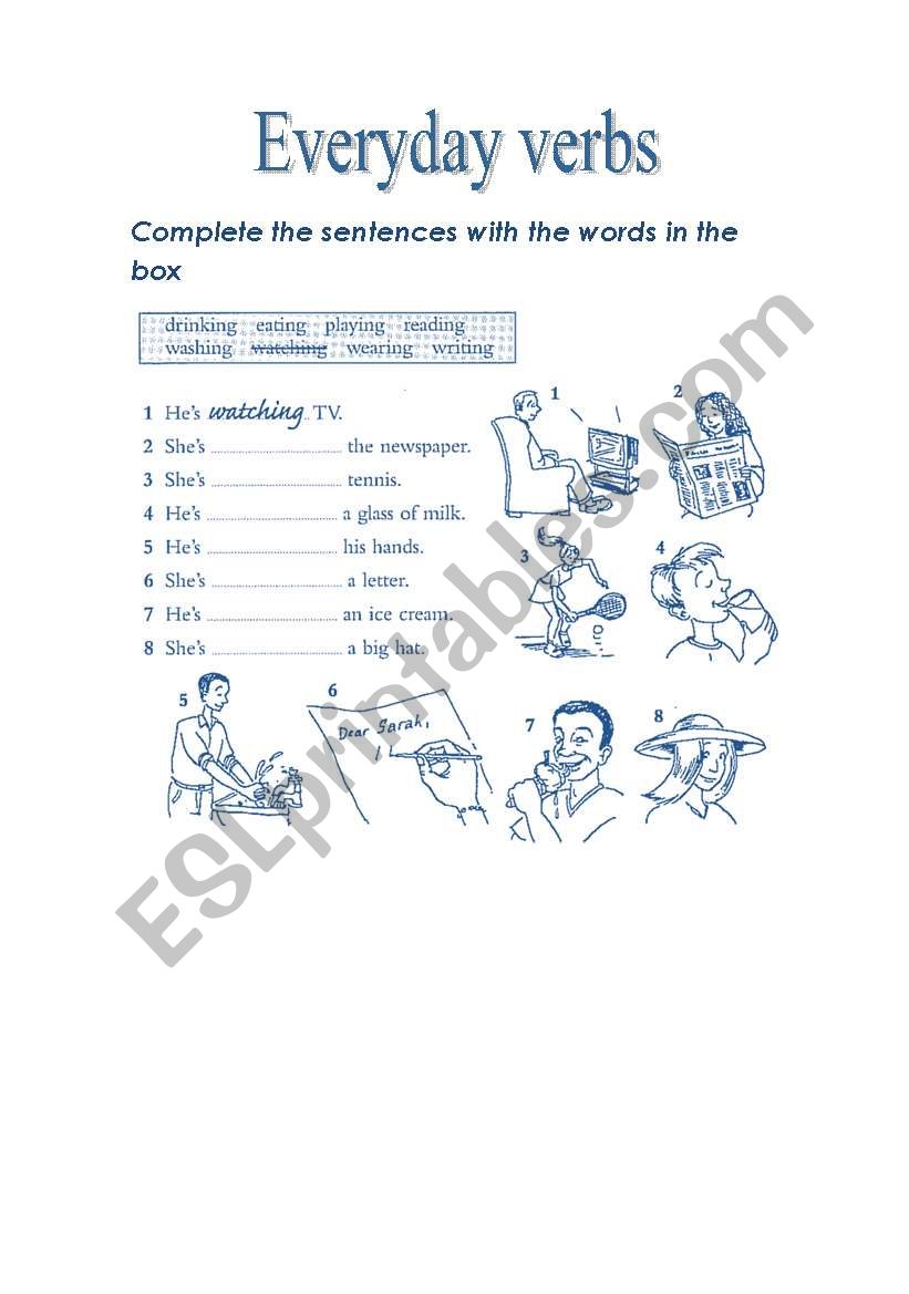 Everyday verbs worksheet