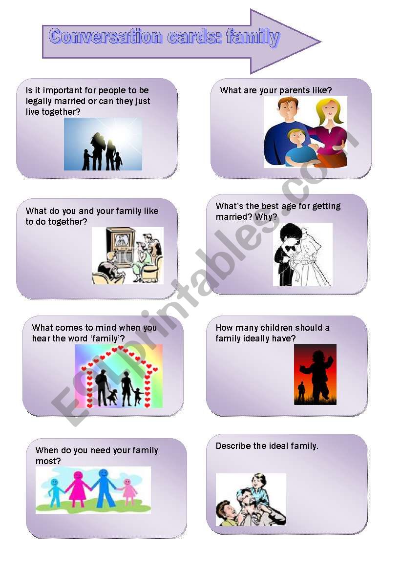 Conversation cards: family worksheet