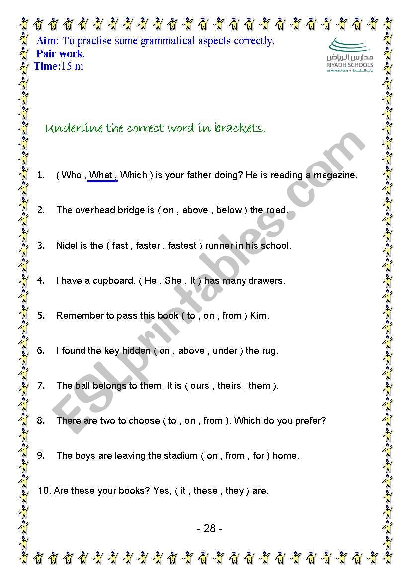 grammar worksheet