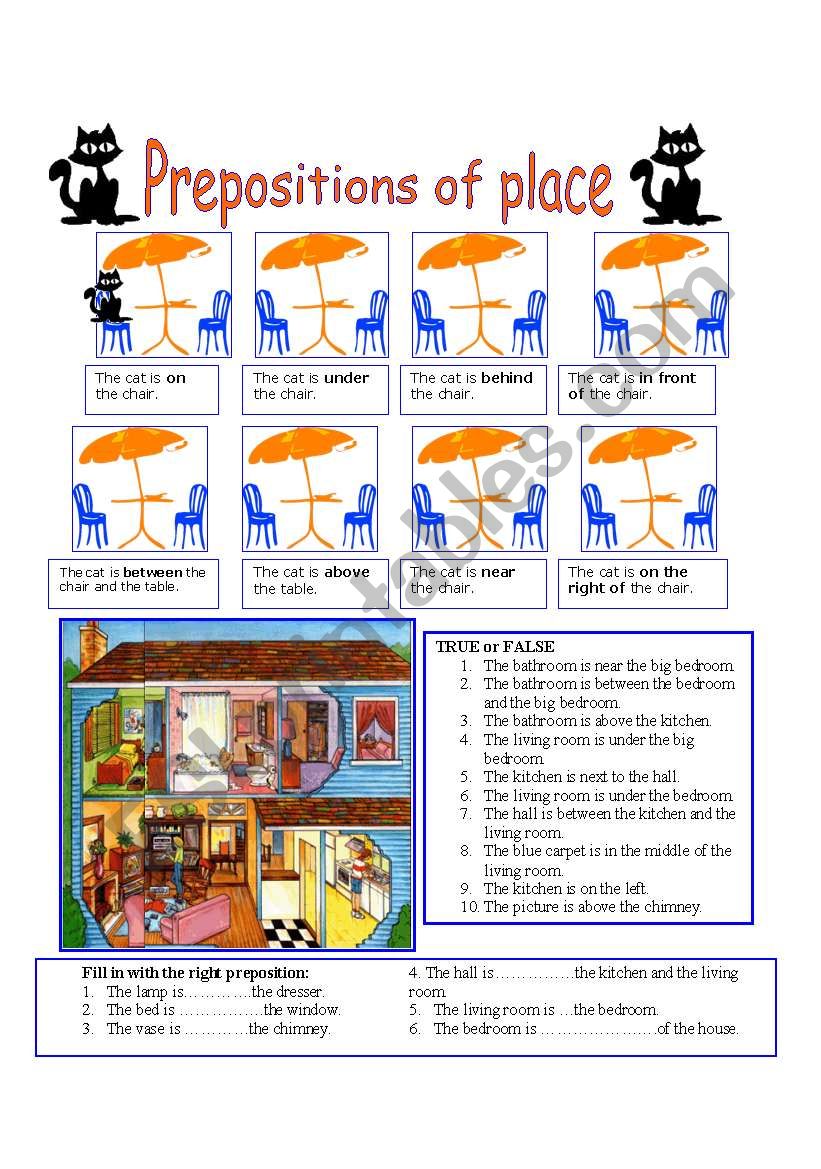 Prepositions of place worksheet