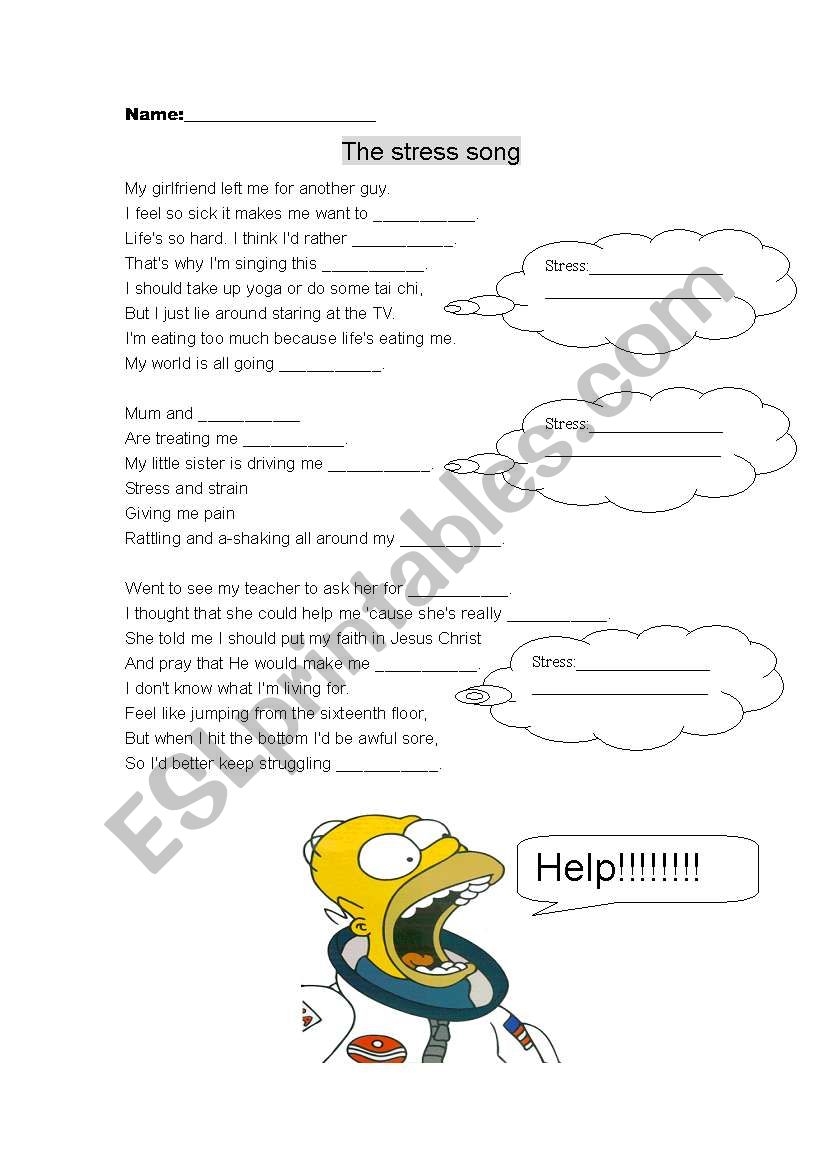 The stress song worksheet