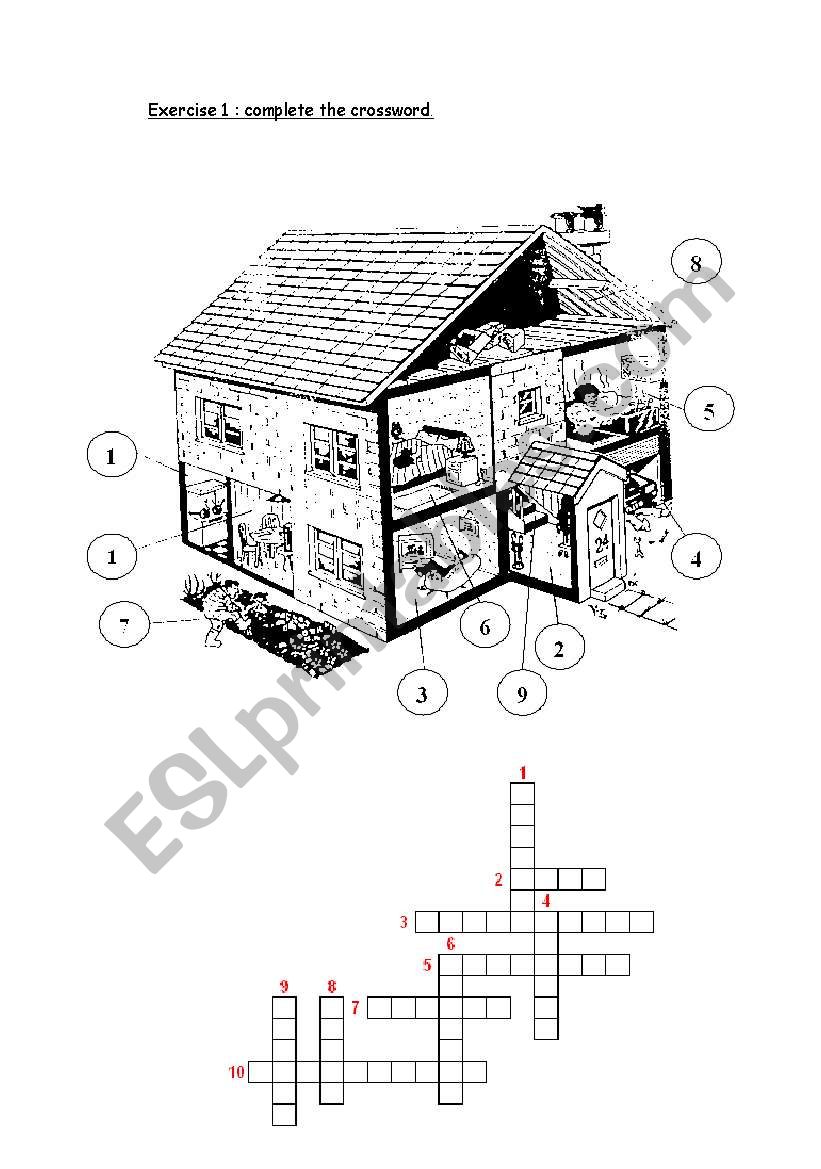 Exercises about the house worksheet