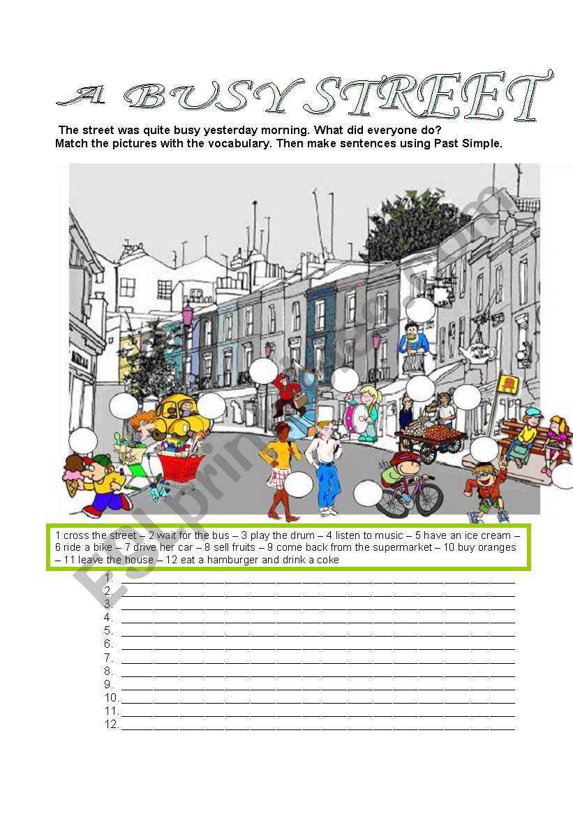 A BUSY STREET worksheet