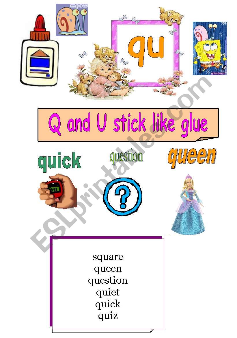 q and u stick like glue worksheet