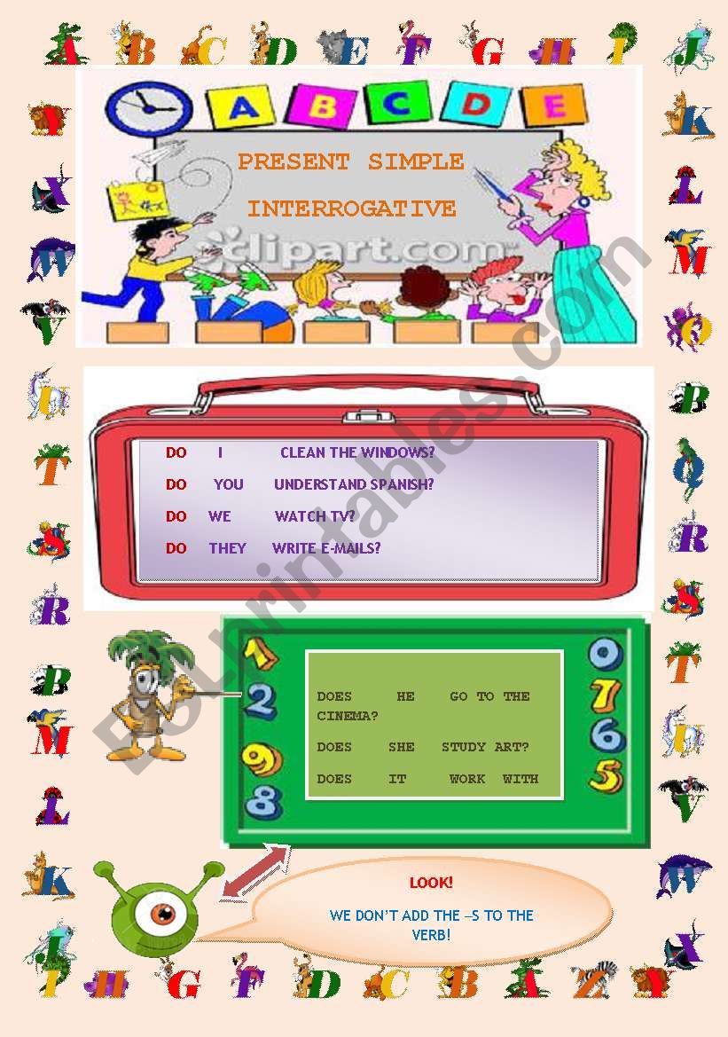 PRESENT SIMPLE INTERROGATIVE worksheet