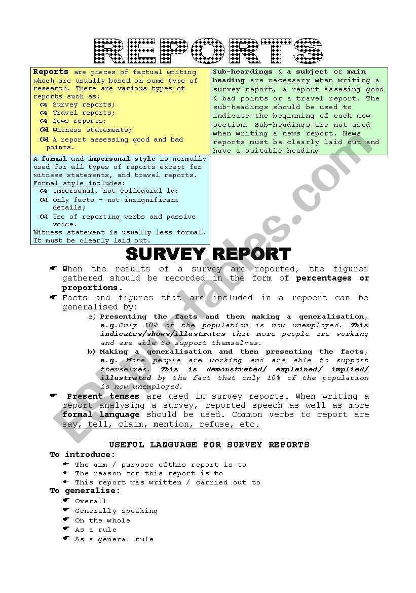 Reports worksheet