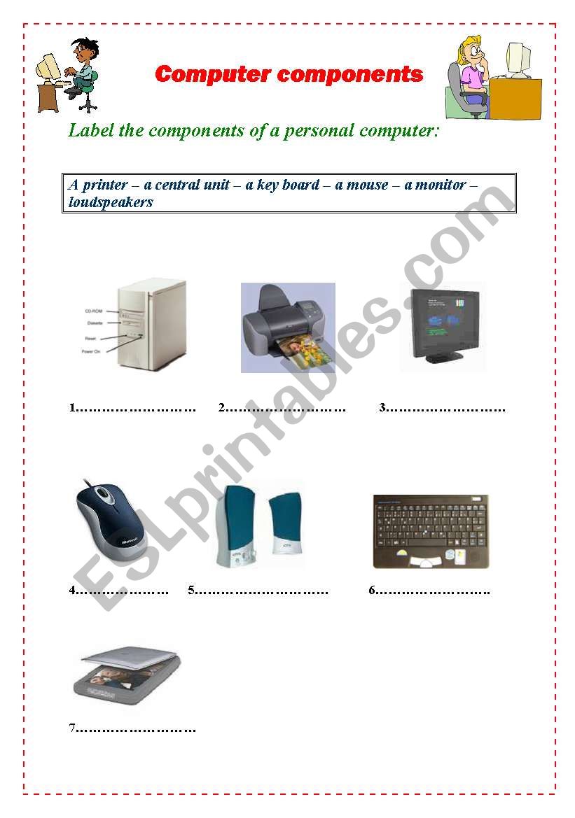 computer component worksheet