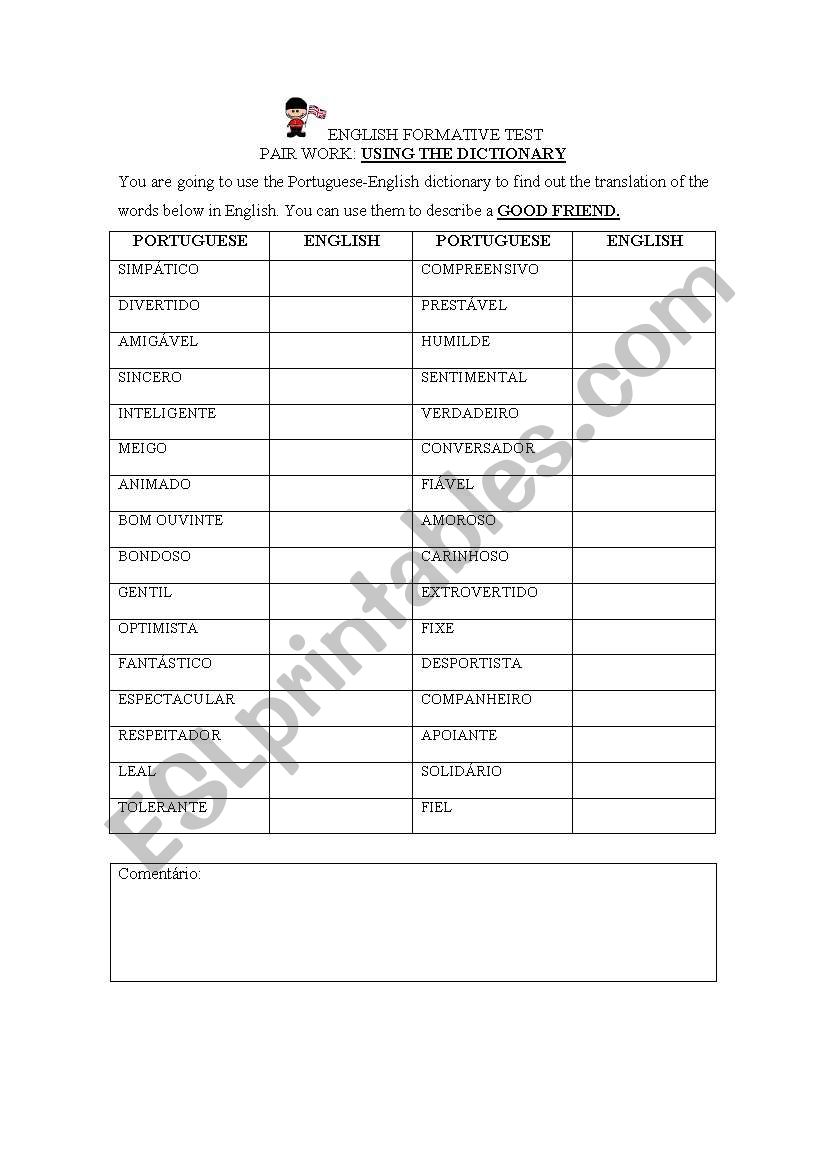 A good friend is... worksheet