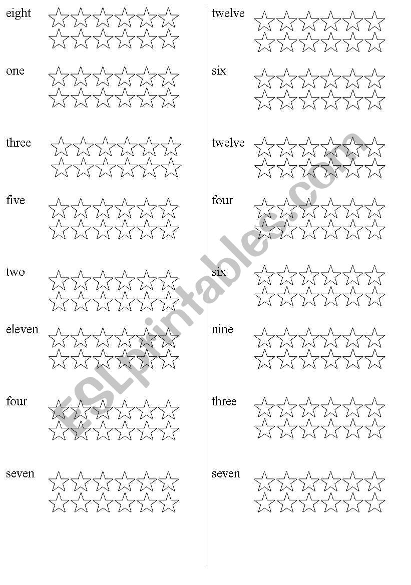 NUMBERS - colour the stars worksheet