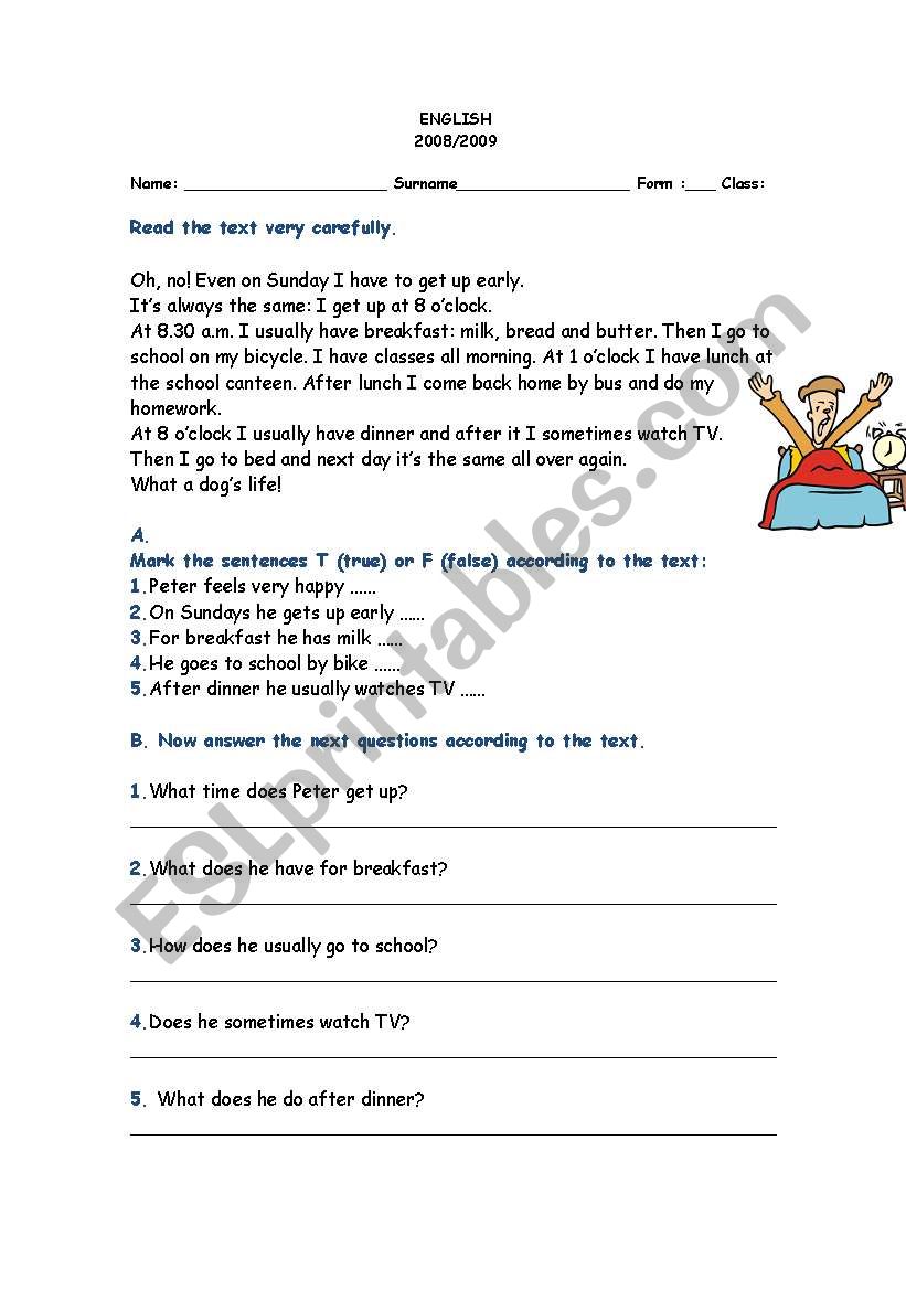 Daily Routine worksheet