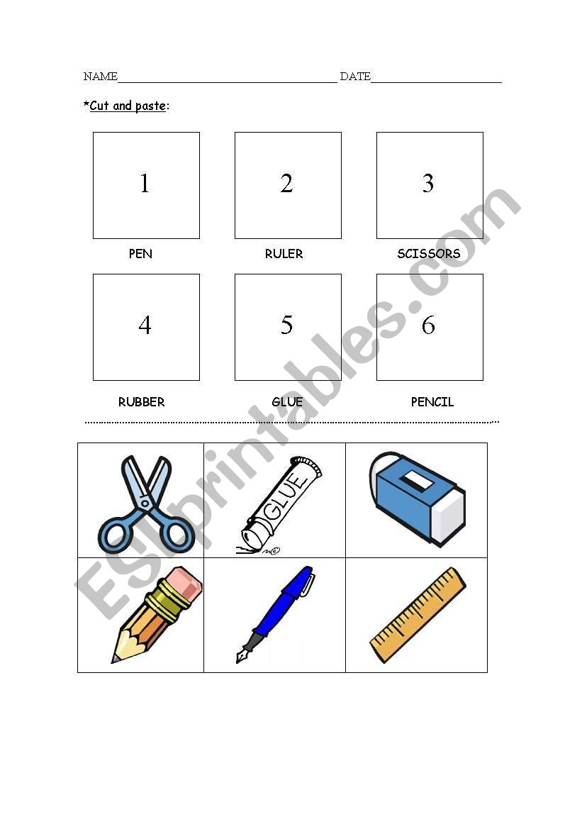 CUT AND PASTE worksheet