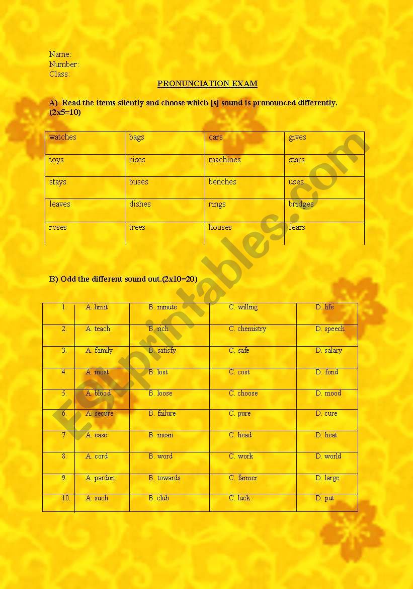 pronunciation activity worksheet