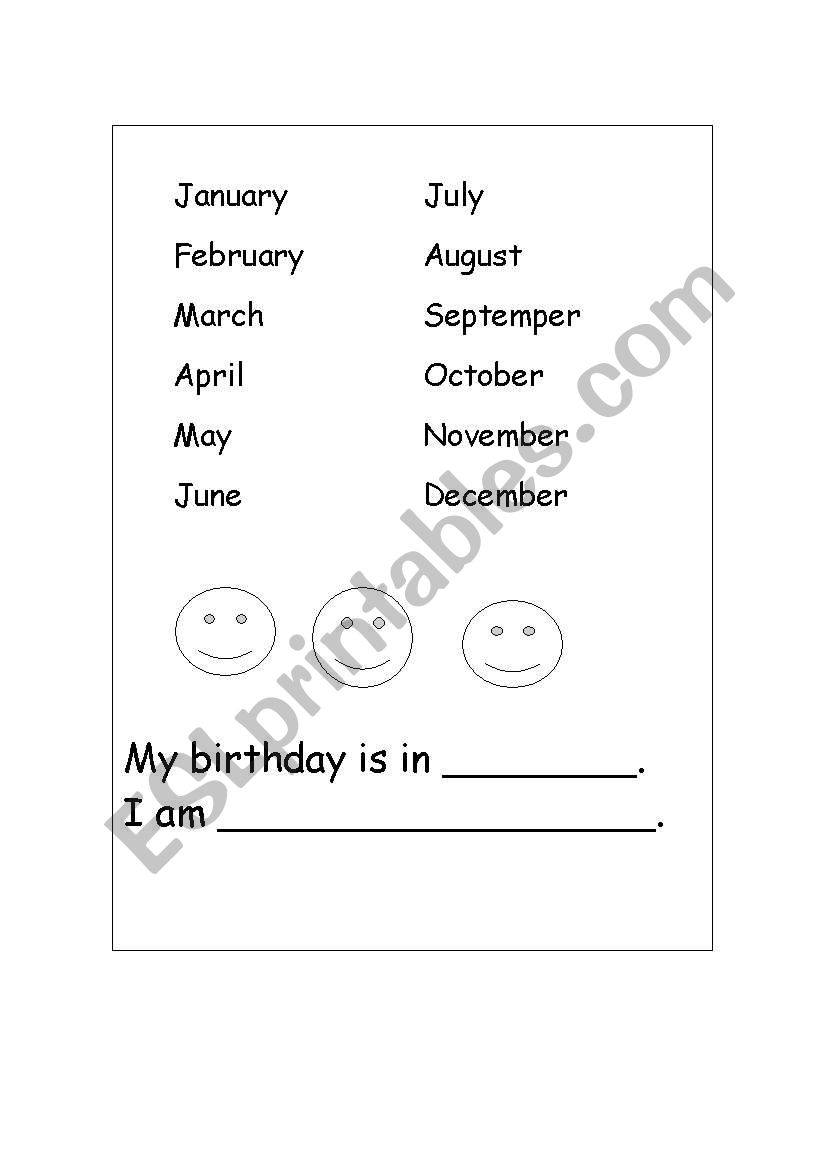 my birthday worksheet