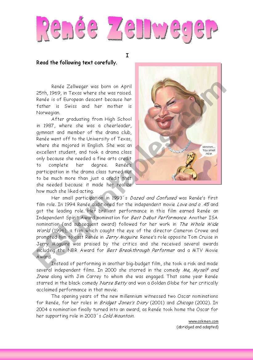  RenÃ©e Zellweger  worksheet