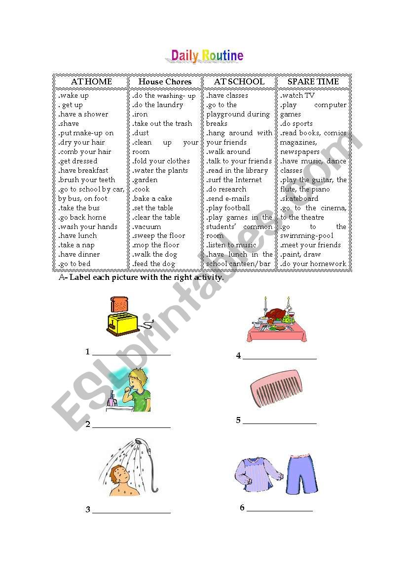 Daily Routine-Part 1 worksheet
