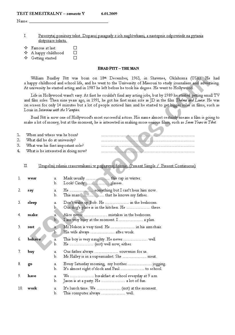 end term test - higher elementary/lower intermediate