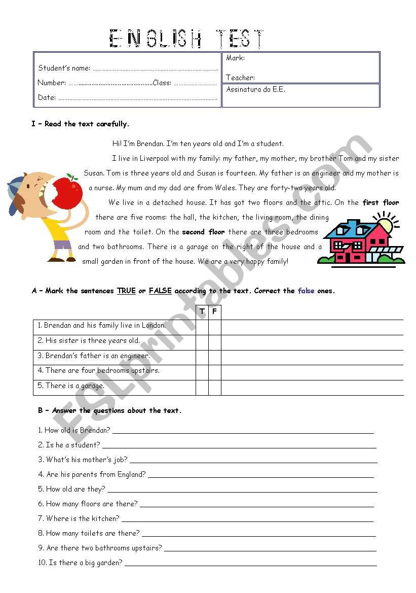 test worksheet