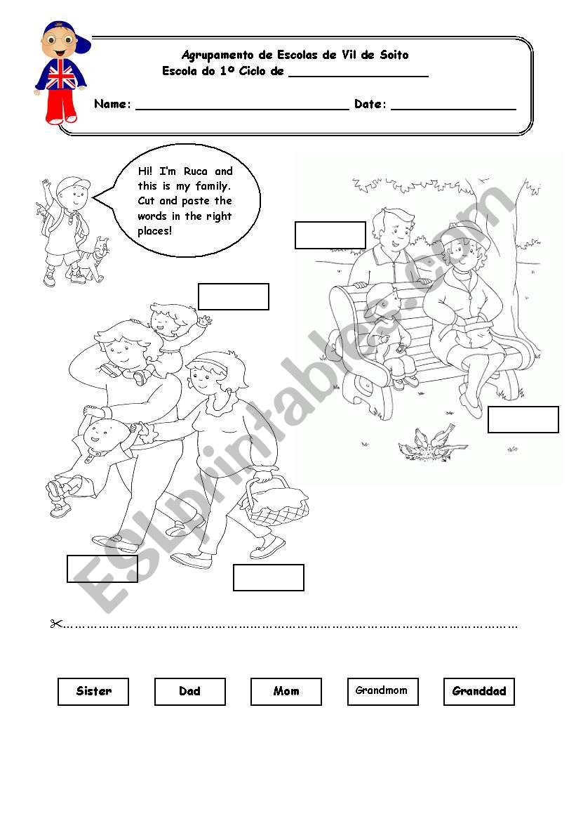 CaillouÂ´s family worksheet