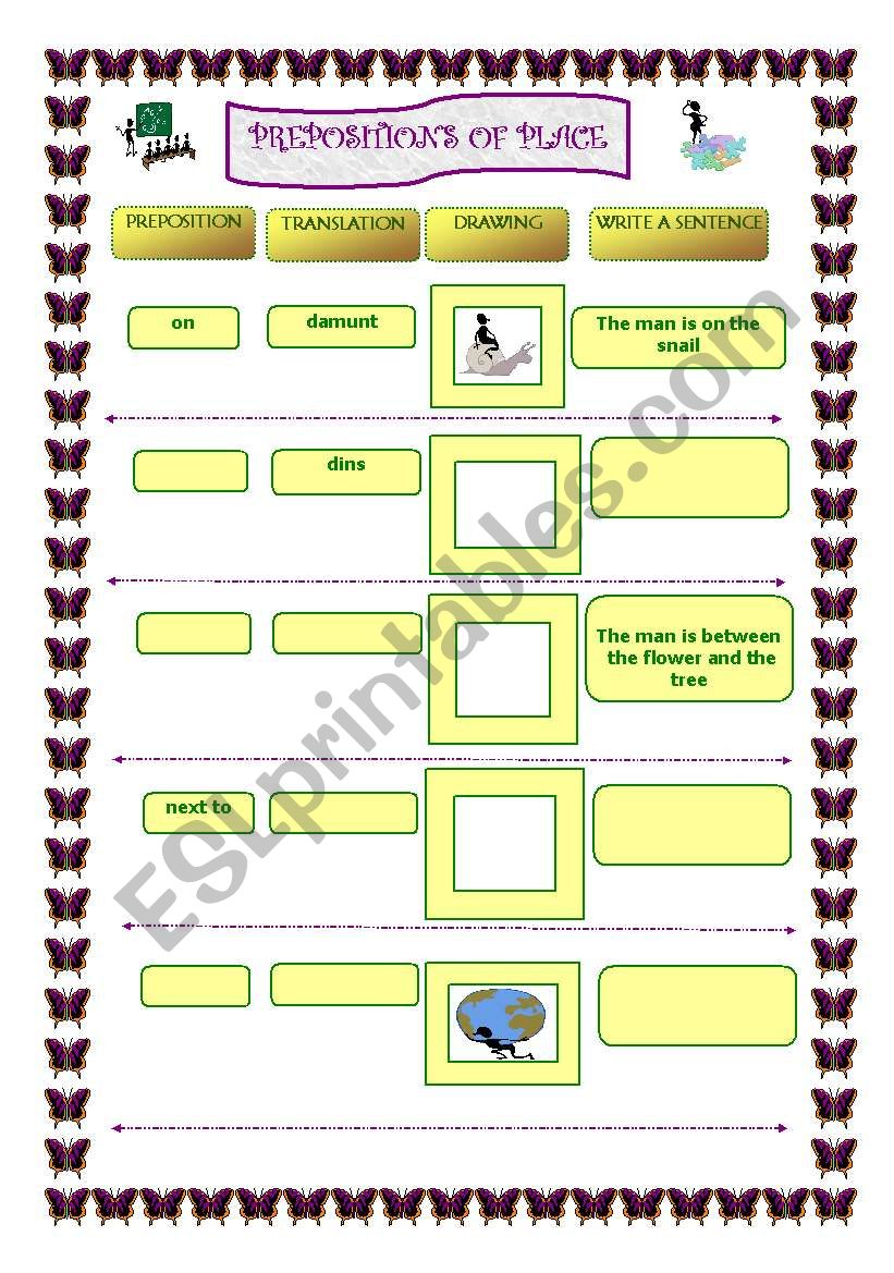 Prepositions of place worksheet