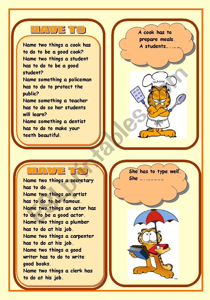 HAVE TO MODAL VERB worksheet