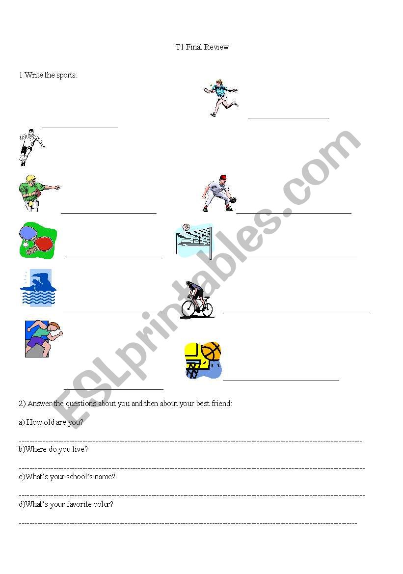 Review sports, verb to be ,simple present, demonstrative pronouns