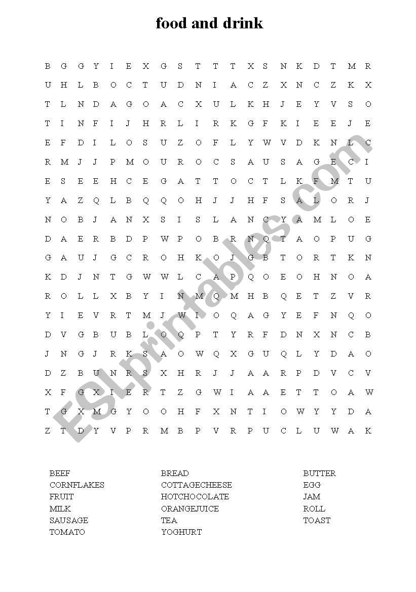 puzzle about food and drink worksheet