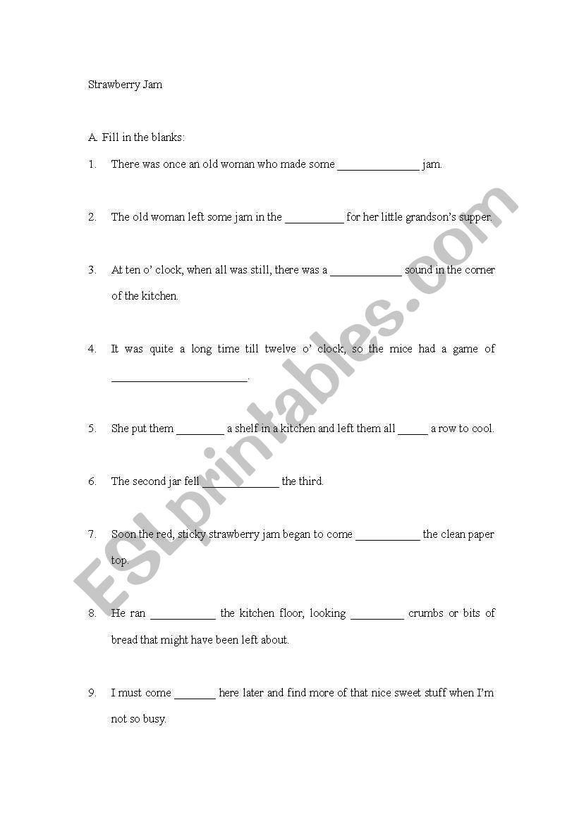 Cloze Passage worksheet