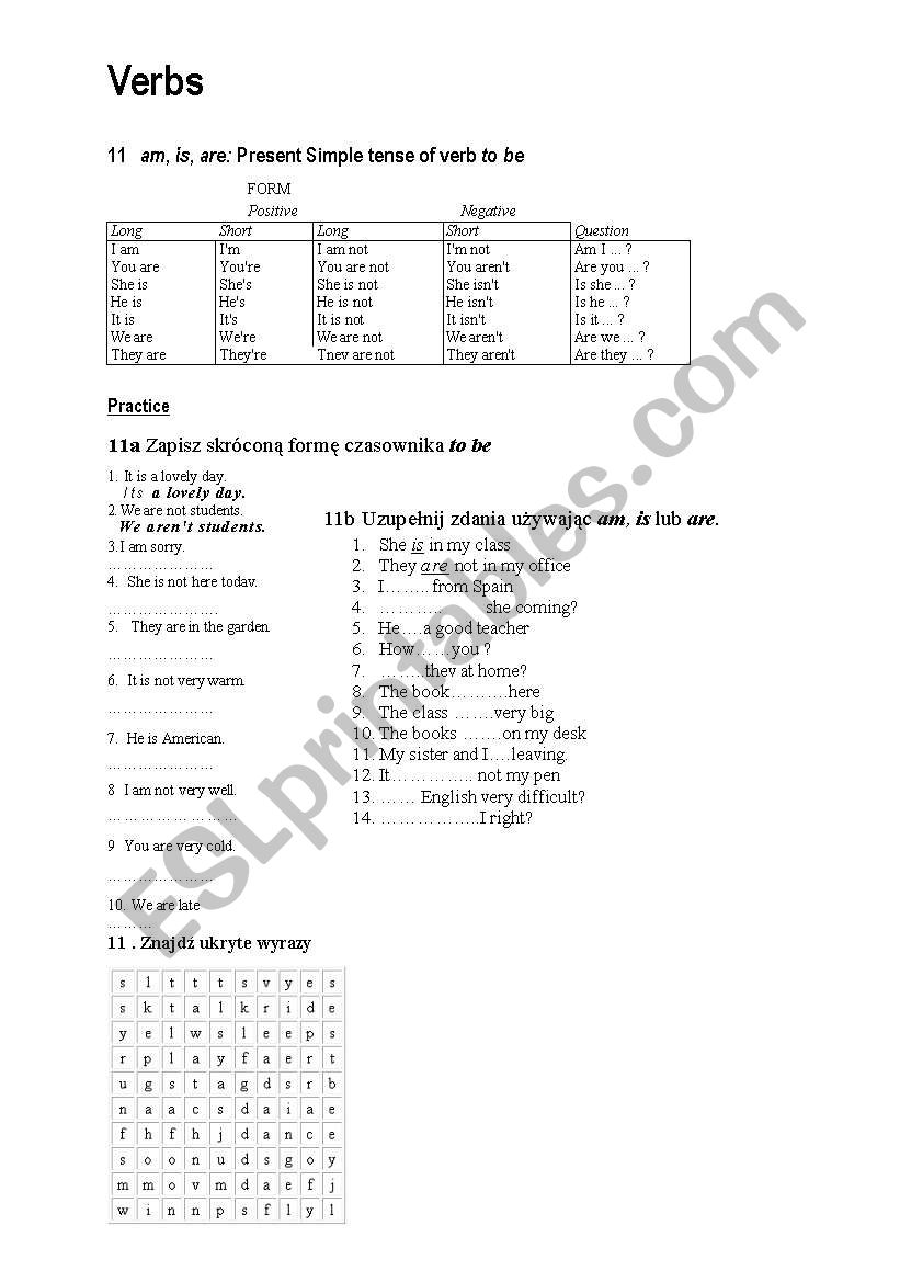 present simple tense of verb 