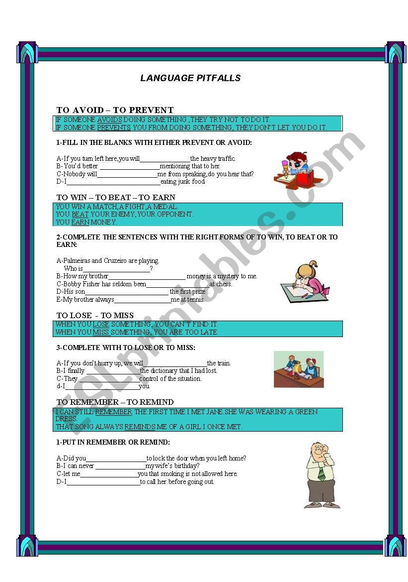 LANGUAGE PITFALLS worksheet