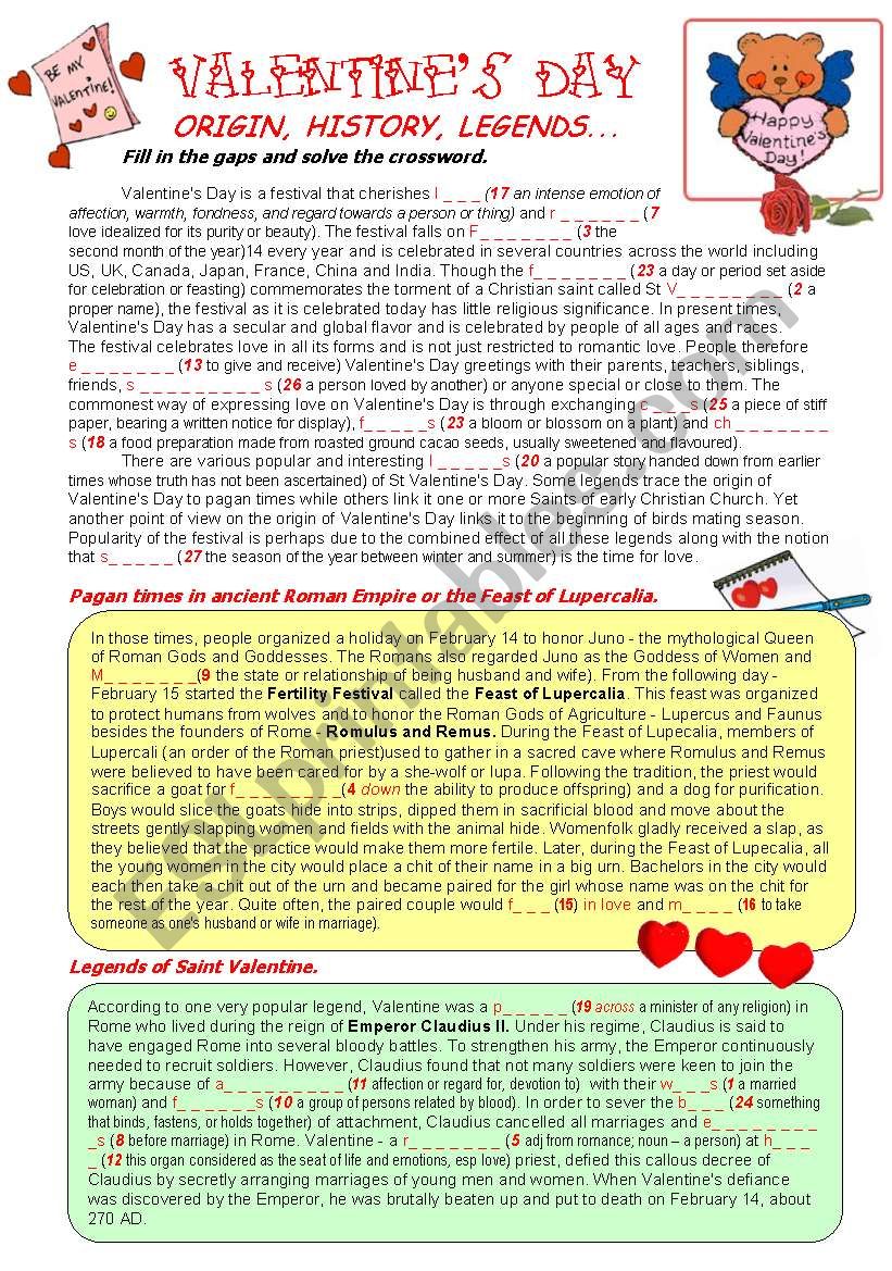 VALENTINEÂ´S DAY: ORIGIN, HISTORY, LEGENDS