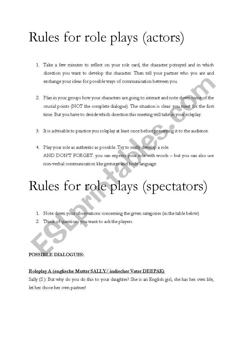 Marriage role play
