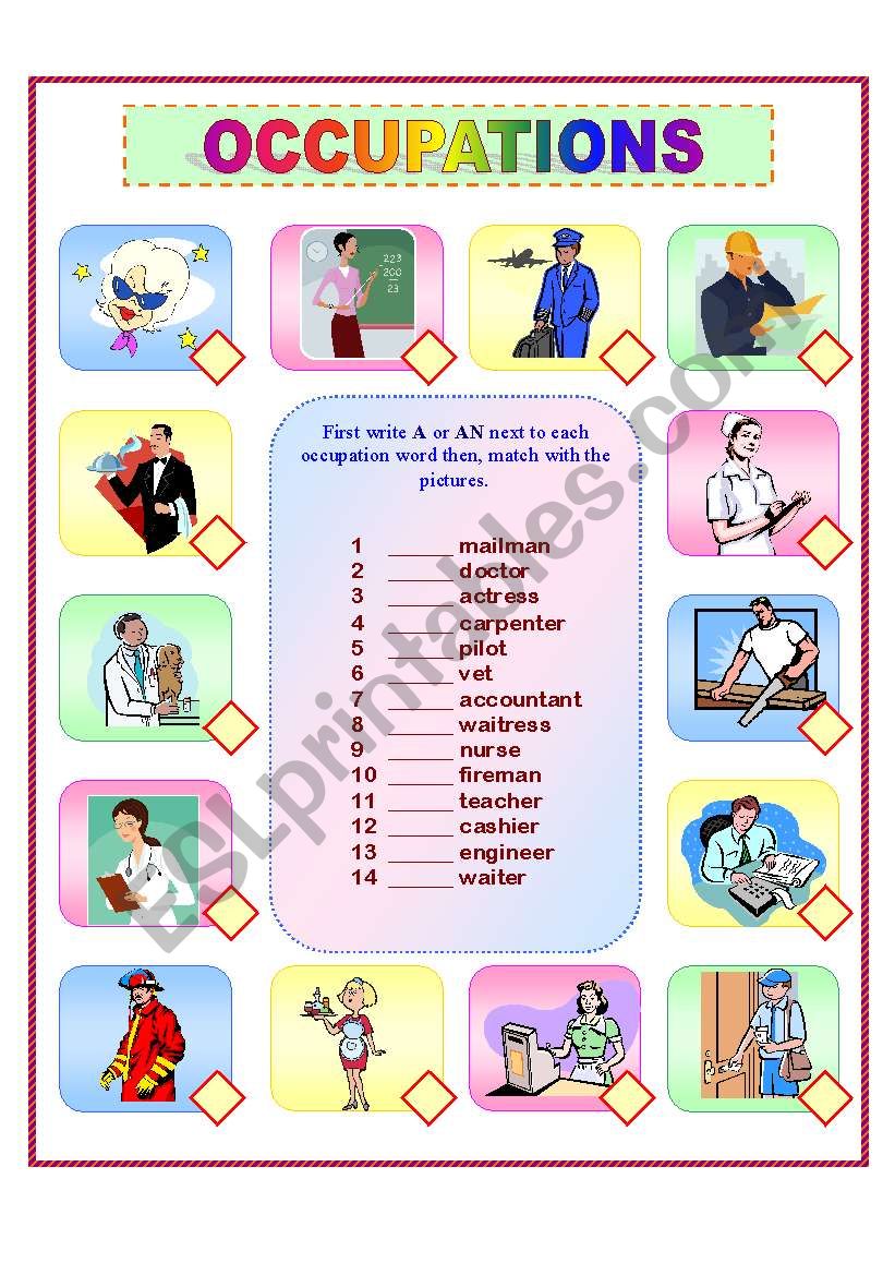 OCCUPATIONS worksheet