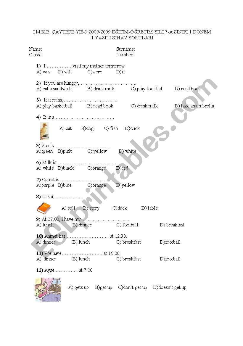 7TH CLASS EXAM worksheet