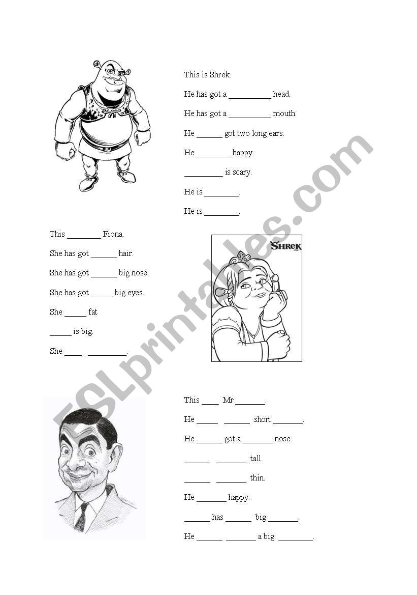 Describing people worksheet