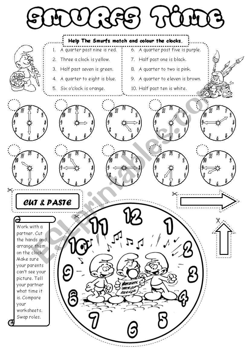 Smurfs Time worksheet