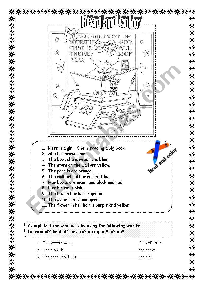 Read and Color worksheet